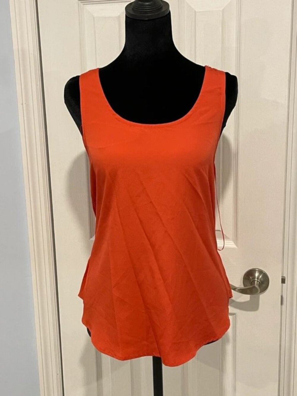 LC Lauren Conrad Women's Orange Crochet Knit Racerback Tank Top XS